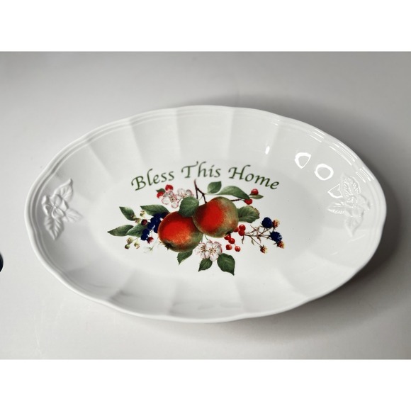 Lenox Other - Lenox Orchard in Bloom "Bless This Home" Ceramic Serving Tray 11" x 7. 25" Apple